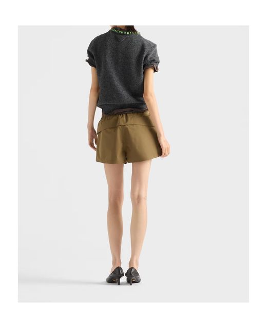 Prada Gray Embellished Short-Sleeved Jumper