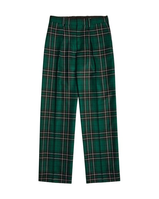 J.W. Anderson Green Checked Straight-Leg Trousers for men