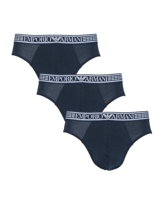 Emporio Armani Blue 3-Piece Briefs Pants for men