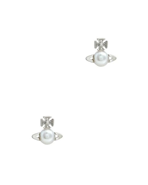 Vivienne Westwood White Balbina Orb Stud Earrings