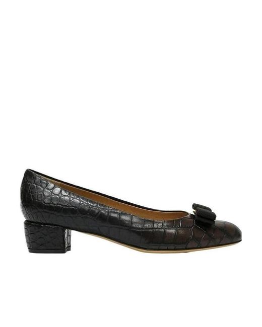 Ferragamo Black Round Head High Heels