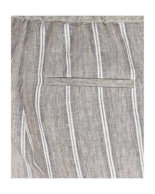 Peserico White Striped Elastic-Waist Pants