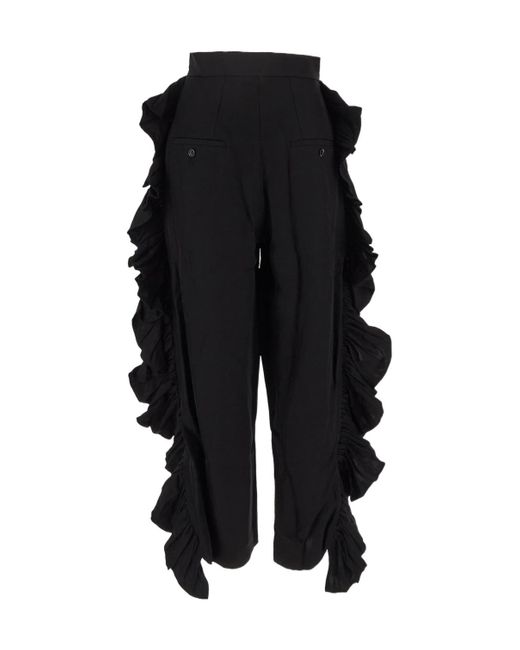 Uma Wang Black Ruffled Trousers