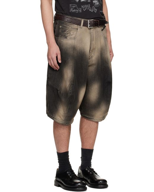 Lu'u Dan Green Puffa Denim Shorts for men