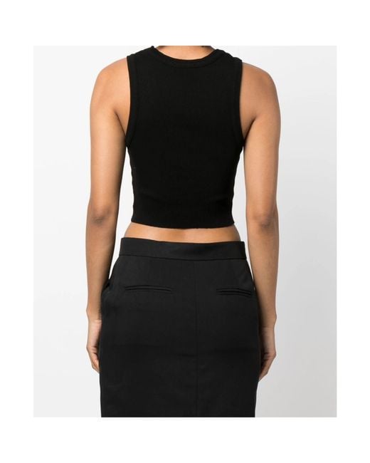 Agolde Black Ribbed Knit Cropped Vest