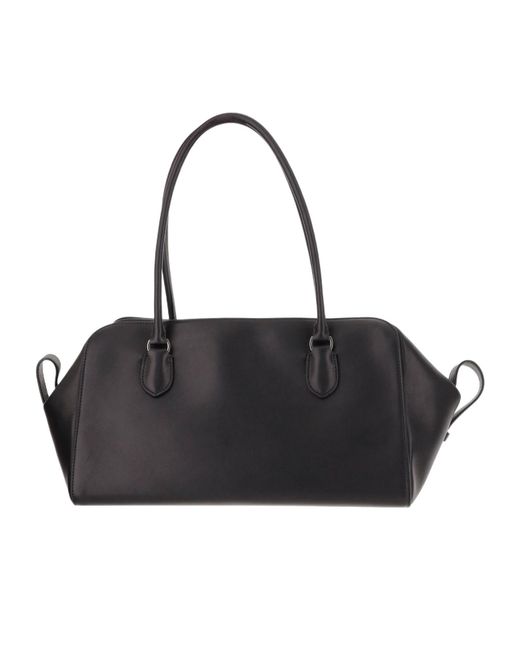 The Row Black Ew Leather Bowling Bag