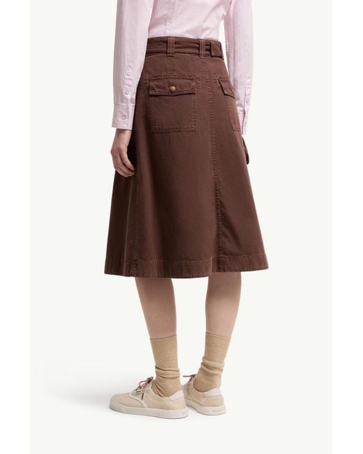 Moncler Brown Belted Knee-Length Skirt