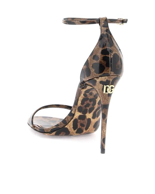 Dolce & Gabbana Metallic Leopard Printed Ankle Strap Sandals
