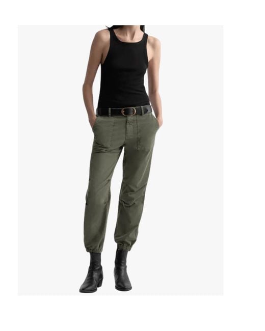 Nili Lotan Green Elasticated-Cuff Trousers