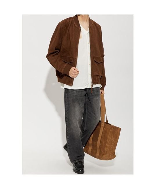 AllSaints Brown Suede Bomber Jacket for men