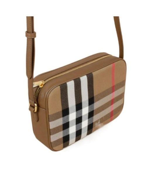 Burberry Multicolor Checked Large Camera Crossbody Bag
