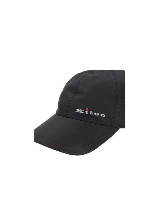 Kiton Black Logo Polyester Hat for men