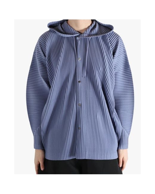 Homme Plissé Issey Miyake Blue Homme Plissé Issey Miyake Monthly Colors February Hooded Jacket for men