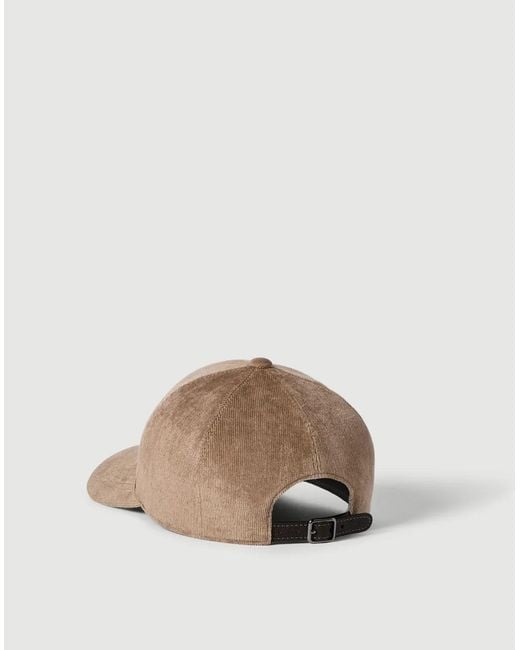 Brunello Cucinelli Brown Fluid Corduroy Baseball Cap With Shiny Band