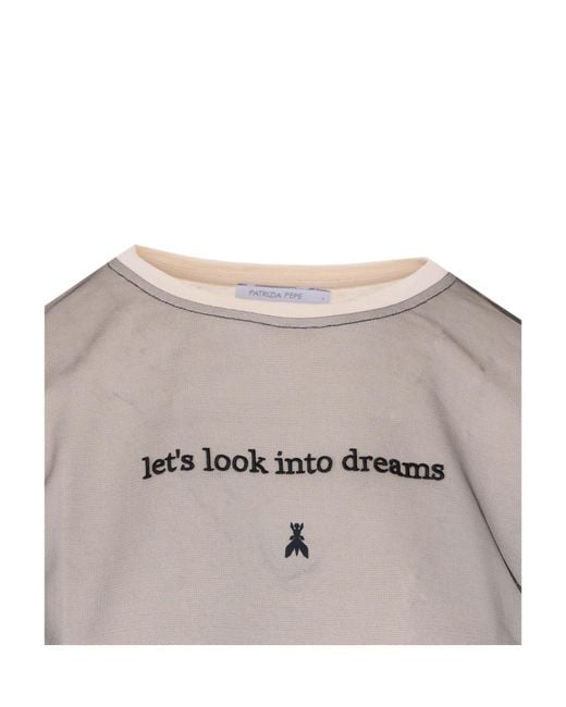 Patrizia Pepe Gray Sheer Logo T-Shirt