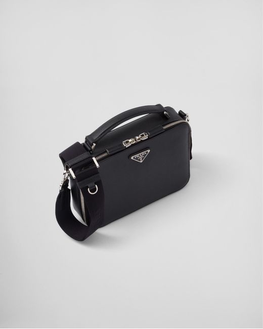 Prada Black Brique Medium Saffiano Leather Bag for men