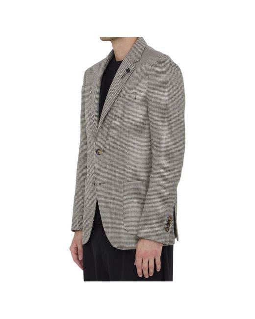 Lardini Gray Houndstooth Single-Breasted Blazer for men