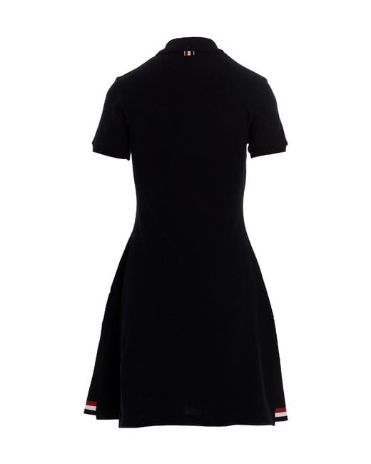 Thom Browne Black Pique Short-Sleeve Tennis Dress