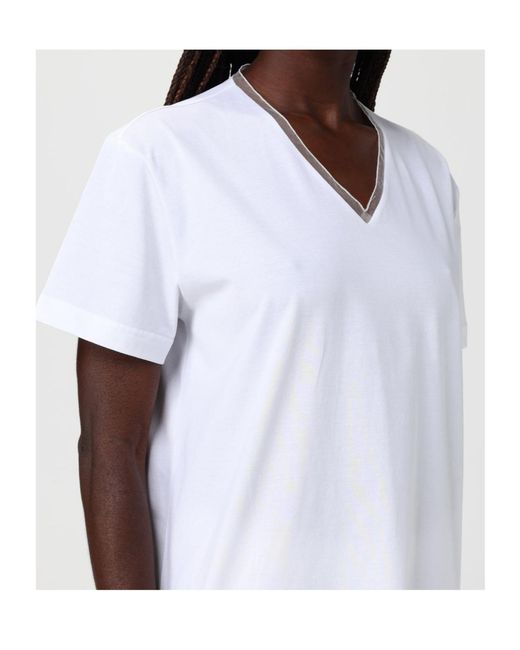Fabiana Filippi White V-Neck Jersey T-Shirt