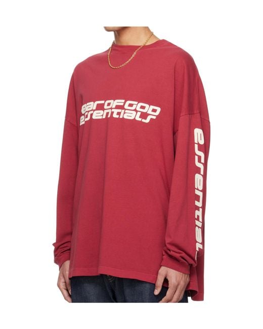 Fear Of God Red 90S Oversized Long Sleeve T-Shirt for men