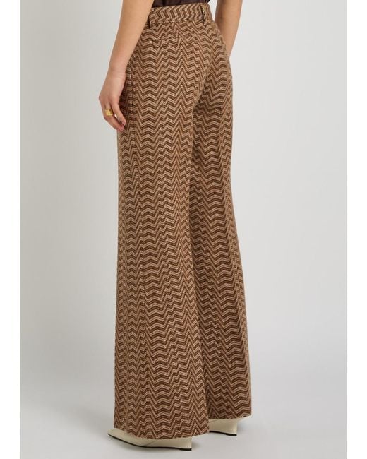 Missoni Brown Chevron Wide-Leg Wool-Blend Trousers