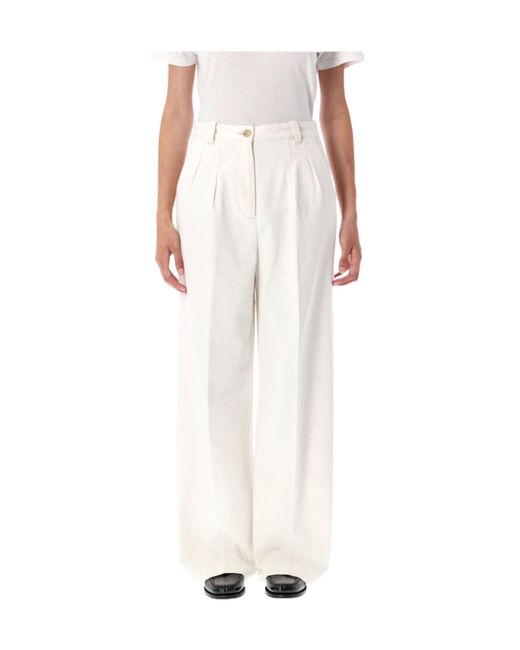 A.P.C. White Tressie Pleated Trousers
