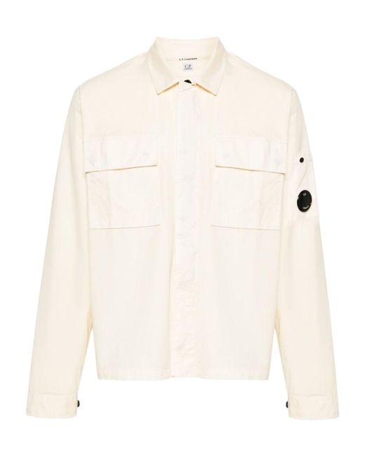 C P Company White Lens Detailed Poplin Shirt for men
