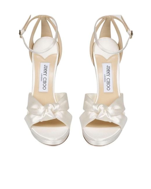 Jimmy Choo White Rosie 120 Satin Platform Sandals