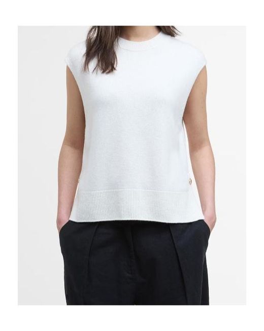 Barbour White Crew Neck Sweater