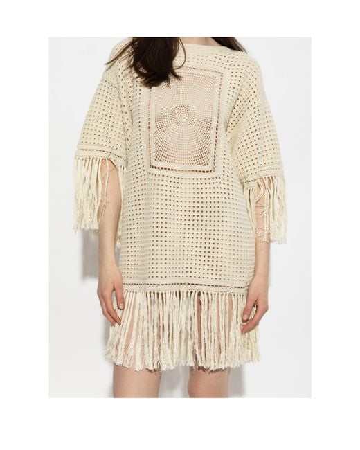 Zimmermann Natural Fringe-Trim Mini Dress
