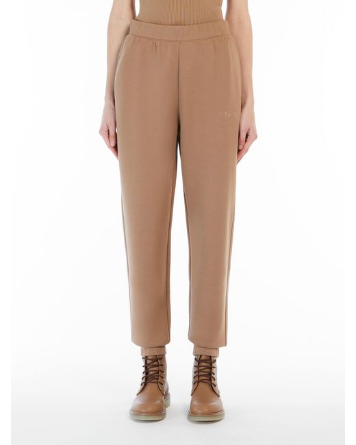 Max Mara Natural Logo Embroidered Straight Leg Pants