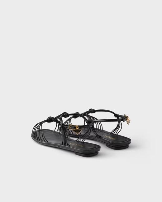 Prada Brown Triangle-Logo Sandals