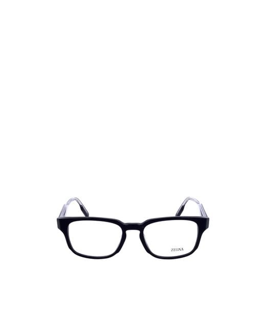 Zegna White Rectangle Frame Glasses for men