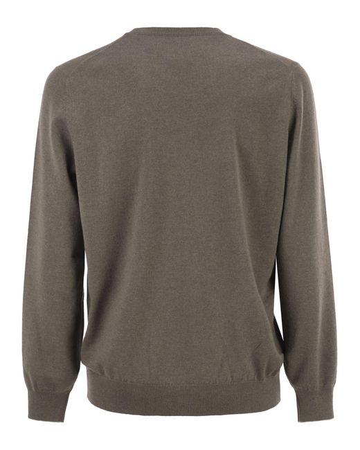 Brunello Cucinelli Gray Cashmere Crew-Neck Sweater for men