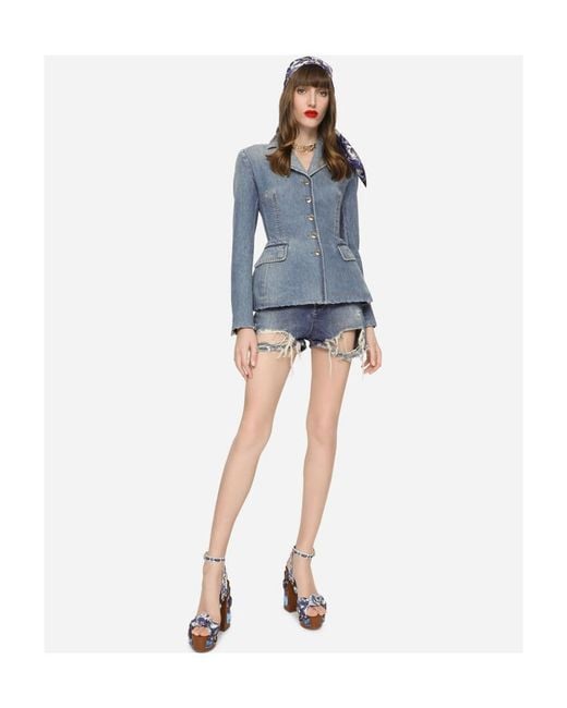 Dolce & Gabbana Blue High Waisted Denim Shorts