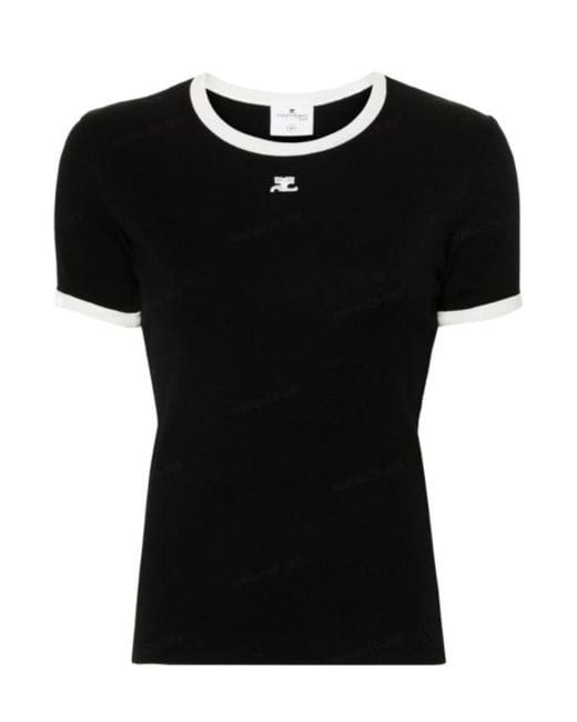 Courreges Black Courrèges Signature Contrast T-Shirt