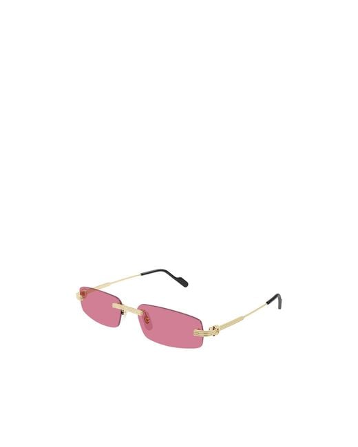 Cartier Pink Rectangular Rimless Sunglasses for men