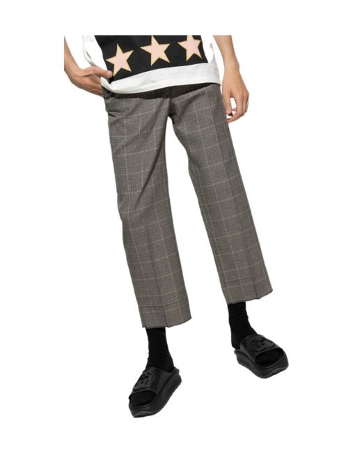 Gucci Gray Logo-Patch Tailored Trousers for men