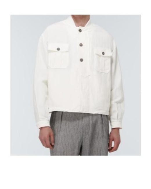 Giorgio Armani White Linen And Silk Blazer for men