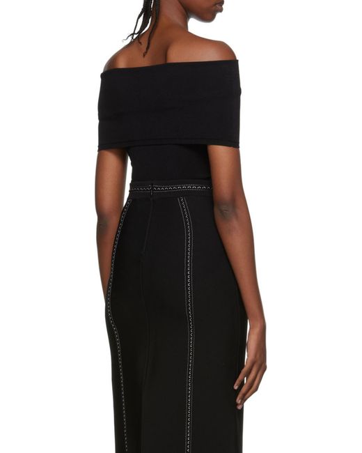 Alaïa Black Alaïa Off-Shoulder Stretch Bodysuit