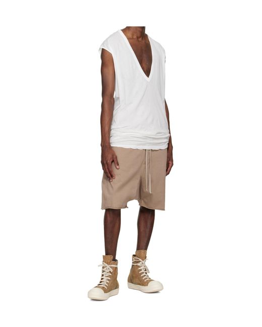 Rick Owens Natural Temple Drawstring Shorts for men