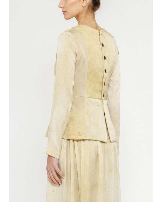 Uma Wang Natural Button-Down Round Neck Blouse