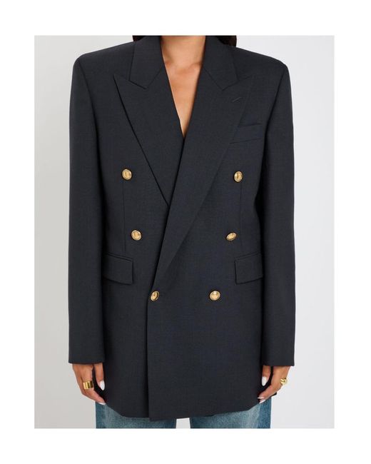 Saint Laurent Black Double-Breasted Wool Blazer