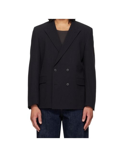 Boss Blue Double-Breasted Suit Jacket for men