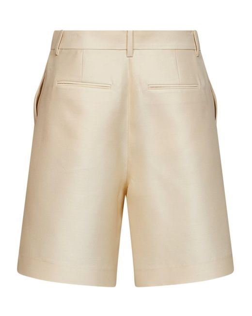 Khaite Natural Pleated Knee-Length Shorts