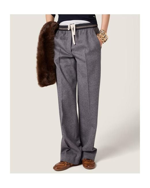 Miu Miu Gray Elasticated Waistband Trousers