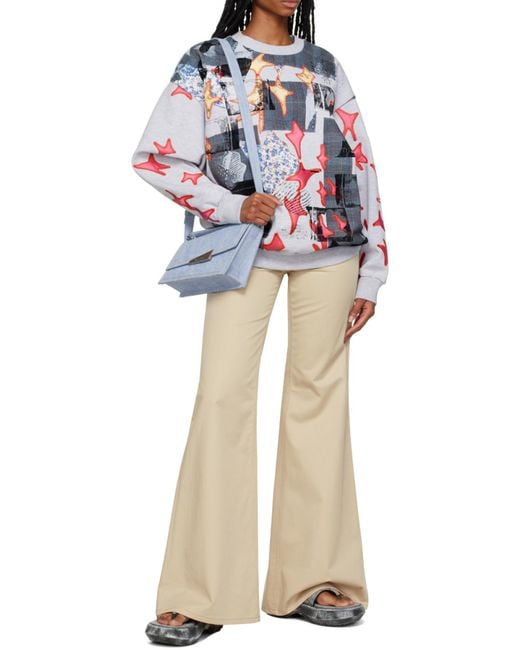 Acne White Flared Stretch-Cotton Trousers