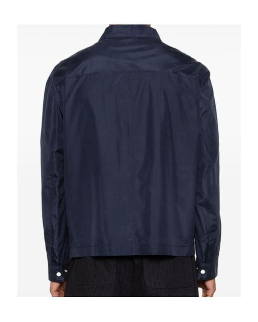 Brunello Cucinelli Blue Water-Resistant Blouson Jacket for men