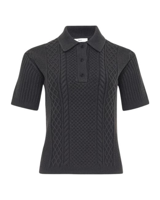 J.W. Anderson Black Cable-Knit Polo-Neck Polo Top