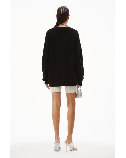 Alexander Wang Black Ribbed-Knit Loose-Fit Cardigan